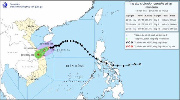 Bão số 12 giảm 1 cấp vào chiều nay.