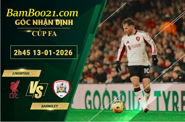 Soi kèo Liverpool vs Barnsley, 2h45 ngày 13/1/2026